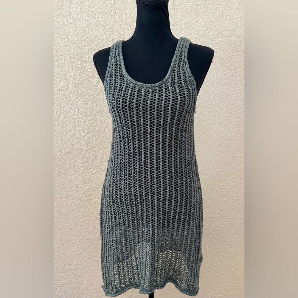 Aerie Green Crochet Swim Cover Up Dress Small